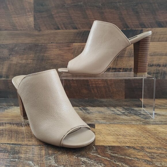 WHBM Woman’s Mackenna Toasted Sesame Leather Mules Size 8M - Picture 1 of 8